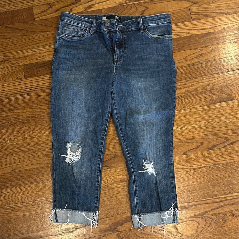 Kut from the Kloth Blue Cropped Distressed Jeans